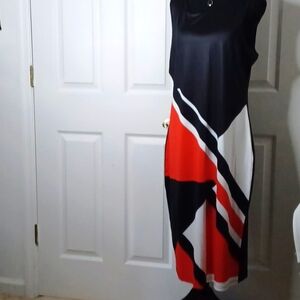 D20-👌- Pull-on Straight-fit Dress w/Color Block Blk, Wht & Red - sz 2X - NWOT